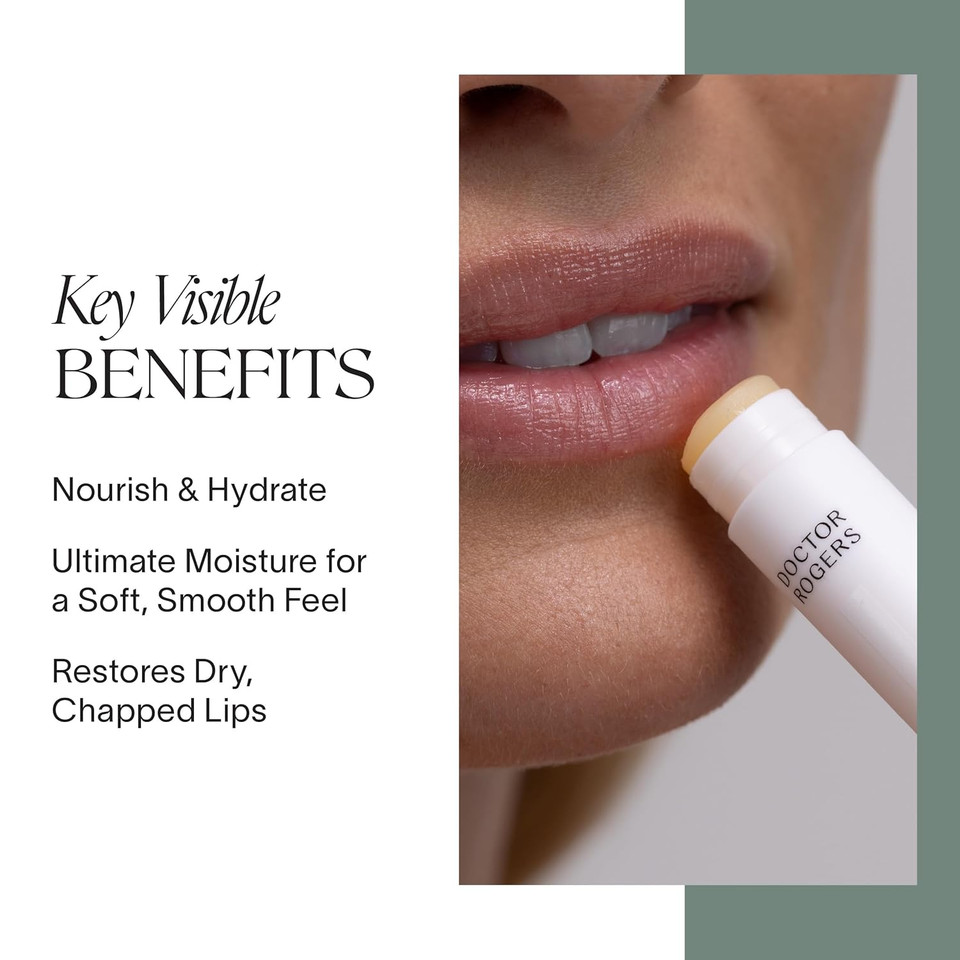 Doctor Rogers Lip Balm. Hydrating & Softening Lip Moisturizer For Very Dry Lips, Natural & Hypoallergenic, 0.15 Ounce (4.25 G) Tube