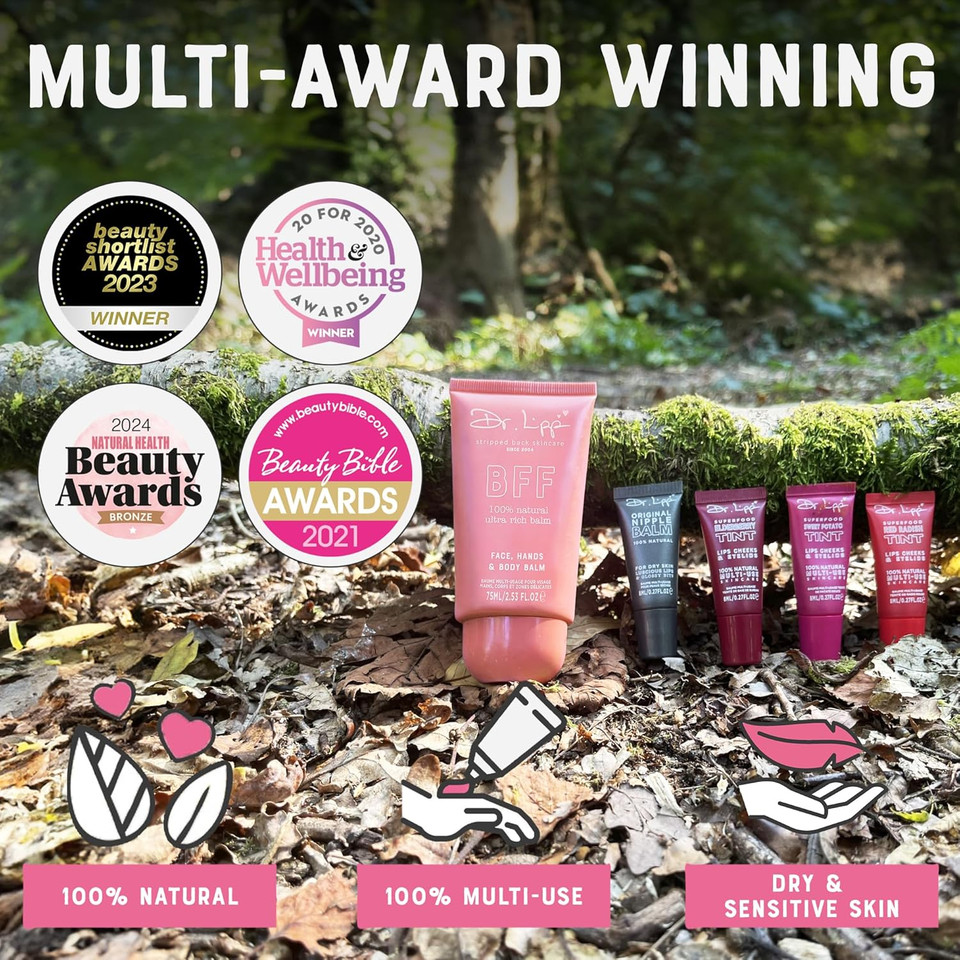Dr. Lipp Original Nipple Balm 8Ml & Bff Ultra Rich Balm 75Ml & Superfood Lip Tints 3X8Ml Bundle  16-In-3 Multi-Use Balms For Lips, Nipples & More  100% Natural Coconut Oil & Lanolin  Cruelty Free