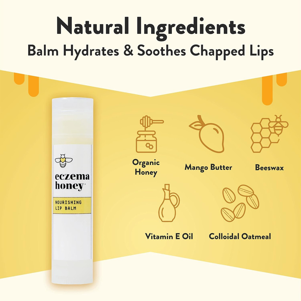 Eczema Honey Nourishing Lip Balm - Organic Chapstick For Sensitive Skin - Daily Lip Moisturizer For Very Dry Lips - Mango Butter & Honey Lip Balm - Natural Lip Care Products (1 Ct) Eczema Honey Nourishing Lip Balm - Organic Chapstick For Sensitive Skin - Daily Lip Moisturizer For Very Dry Lips - Mango Butter & Honey Lip Balm - Natural Lip Care Products (1 Ct)