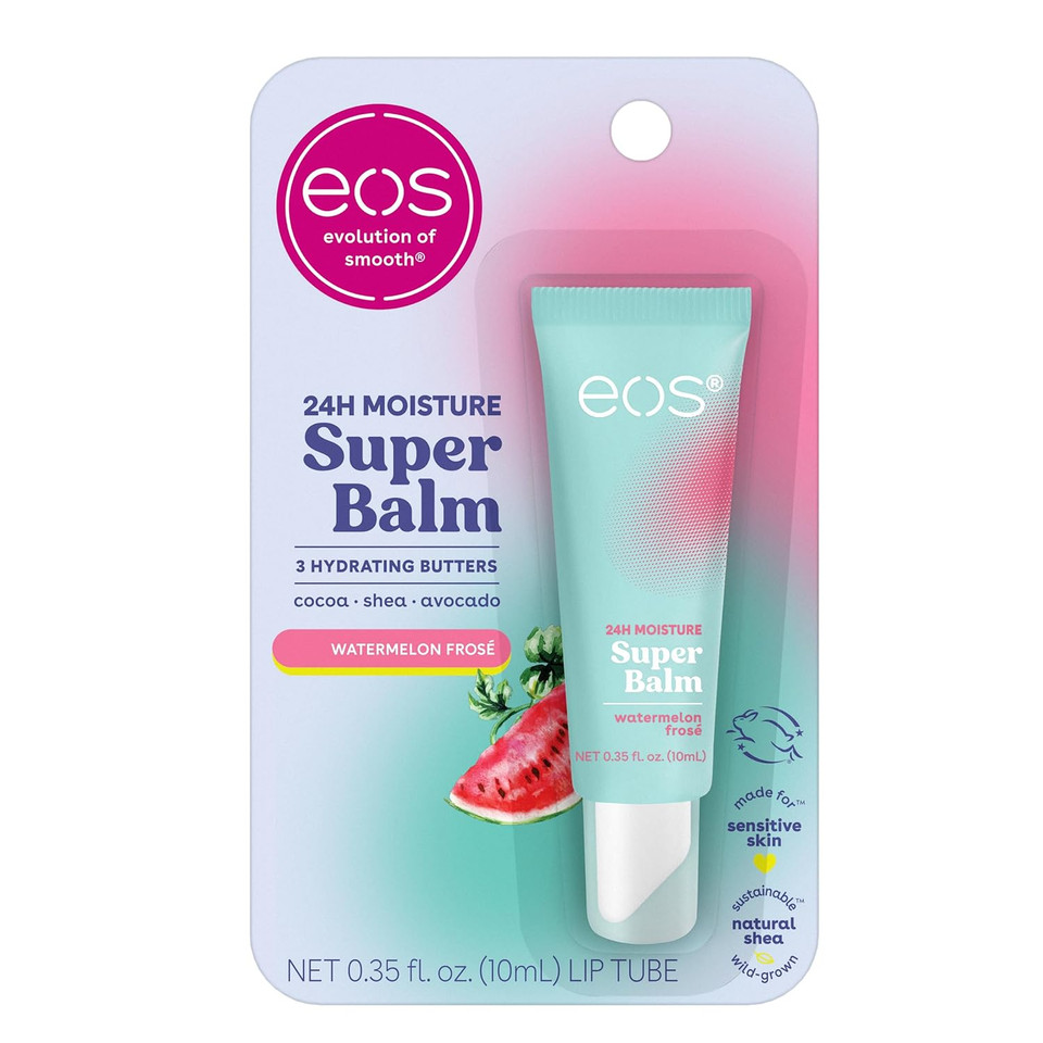 Eos 24H Moisture Super Balm - Watermelon Frosé, Day Or Night Lip Treatment, Made For Sensitive Skin, Lip Balms & Moisturizers, 0.35 Fl Oz