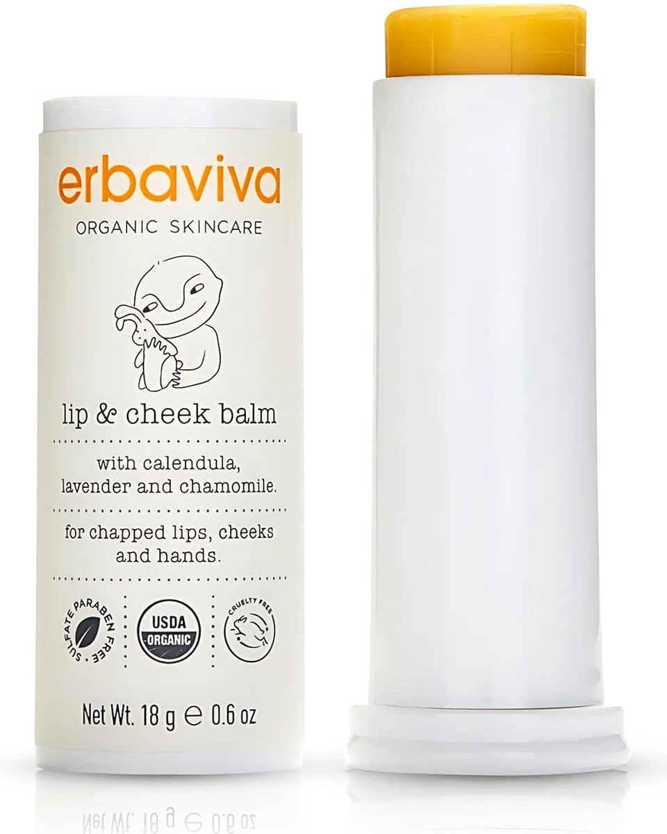 Erbaviva Organic Lip & Cheek Balm  Moisturizing Stick For Baby & Adults | Usda Organic, Shea Butter & Calendula For Dry, Chapped Skin | Lip, Cheek & Hand Protection