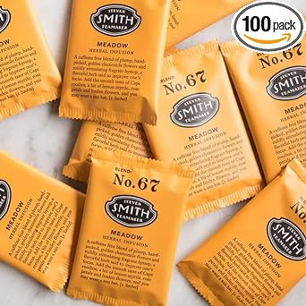Smith Teamaker | Meadow No. 67 - Chamomile, Rooibos, Hyssop & Rose Petals | Caffeine-Free Chamomile Blend Tea (100 Sachets)100 Count (Pack Of 1)