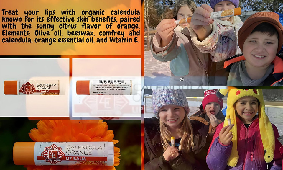 Calendula Orange Lip Balm, Nourishing And Provides Deep Hydration To Leave Your Lips Soft And Supple, .15 Oz