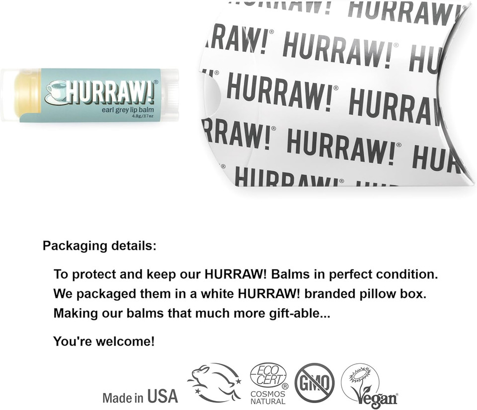 Hurraw! Lemon Lip Balm: Organic, Certified Vegan, Cruelty And Gluten Free. Non-Gmo, 100% Natural Ingredients. Bee, Shea, Soy And Palm Free. Made In Usa