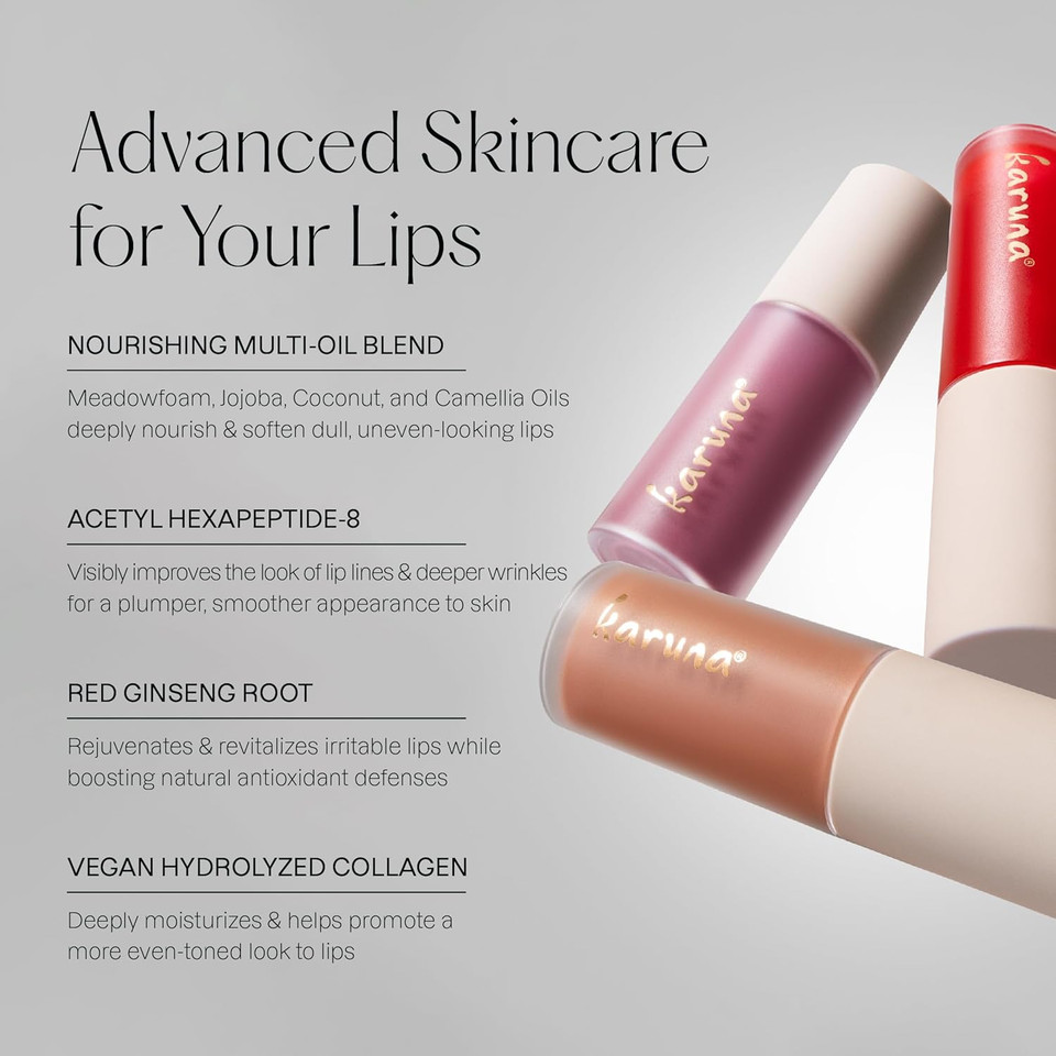 Karuna Skin - Tinted Lip Oil, Soothing & Moisturizing Lip Products With Peptides, Antioxidants, Hydrating Flattering Vegan Lip Tint, Grow, 4.8 Ml/0.16 Fl. Oz
