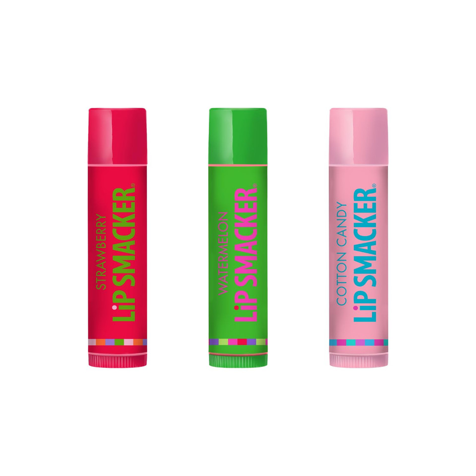 Lip Smacker Holiday Original & Best Flavored Lip Balm Candy - Moisturizing, Soothing Trio Pink Lemonade, Candy Cane, & Spice Latte
