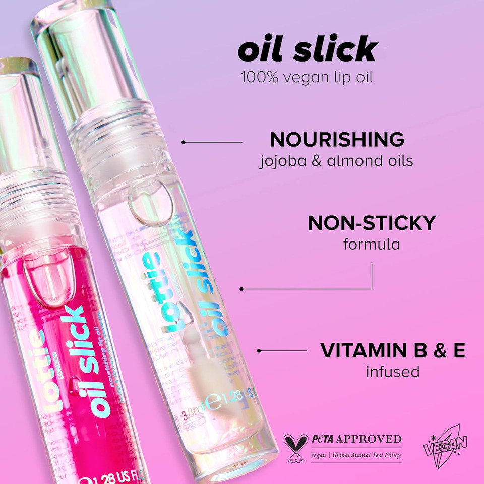 Oil Slick In Vanilla Whip, Nourishing & Hydrating Lip Oil Infused With Vitamin E, Vitamin B, Almond Oil And Jojoba Oil, For A Non-Sticky & Glossy Finish