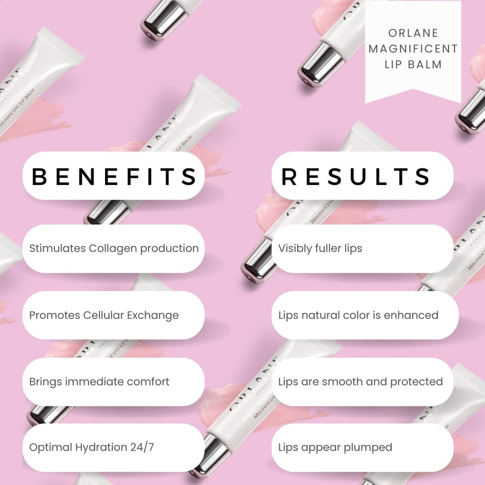 Orlane Paris Magnificent Lip Balm, Luxury Hyaluronic Acid Lip Treatment, Long-Lasting Formula, Repair Dry, Damaged, Chapped Dry Lips. 15Ml