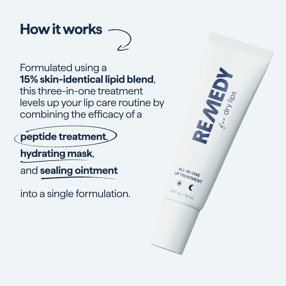 Remedy For Dry Lips - Hydrating And Healing Lip Balm Ointment With Ceramides, Peptides, And Dimethicone - Repairs Dry, Cracked Lips - By Dermatologist Dr. Shah