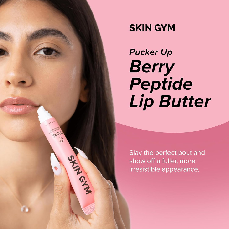 Skin Gym Peptide Berry Lip Butter, Hydrating Lip Balm With Peptides And Natural Oils, 0.5 Oz