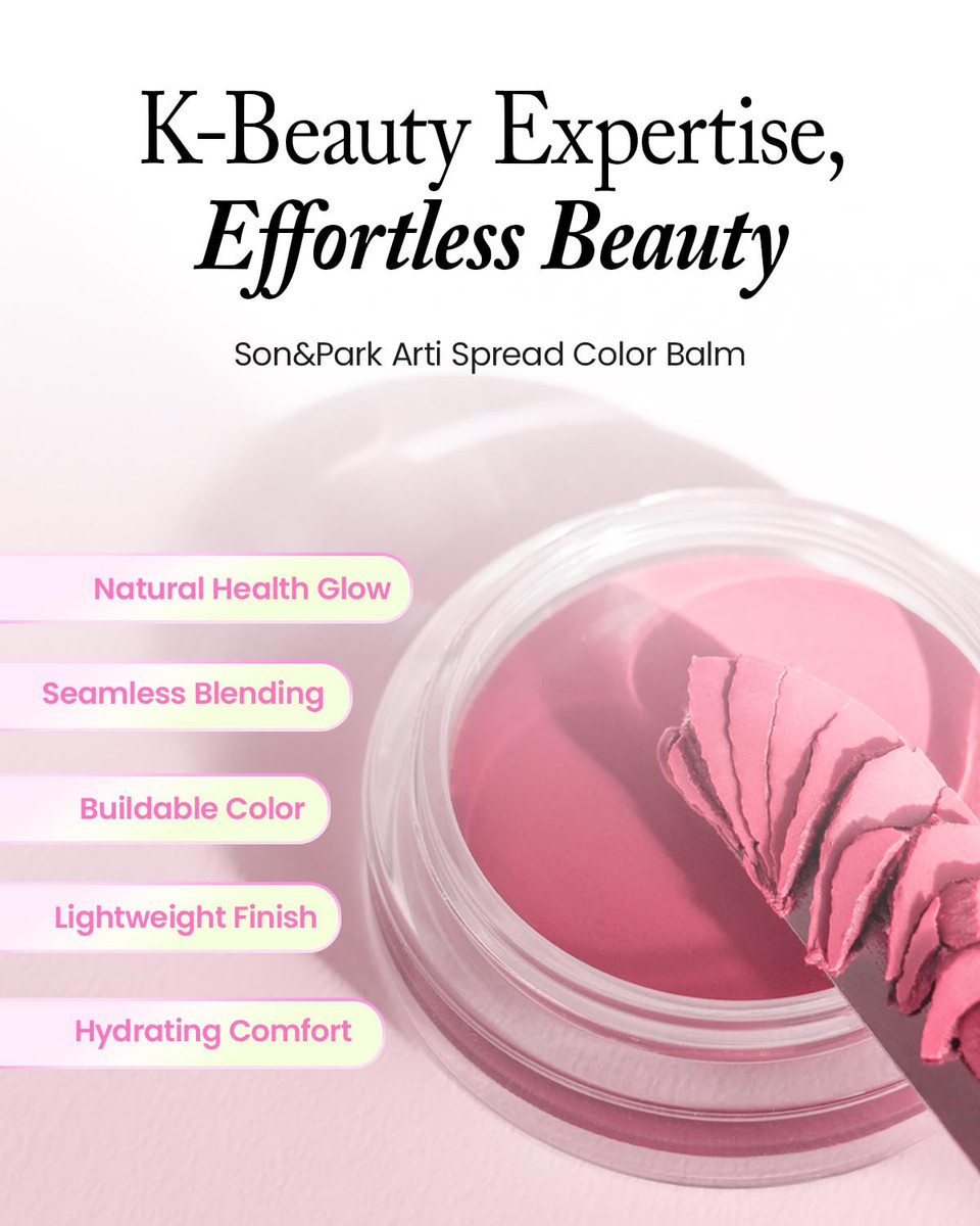 Son&Park Arti Line Lip & Cheek Balm Multi-Use, Hydrating Warm Peach Color For Lips & Cheeks, Long-Lasting, Buildable Formula, 2-In-1 Korean Beauty Makeup (Peony, One)