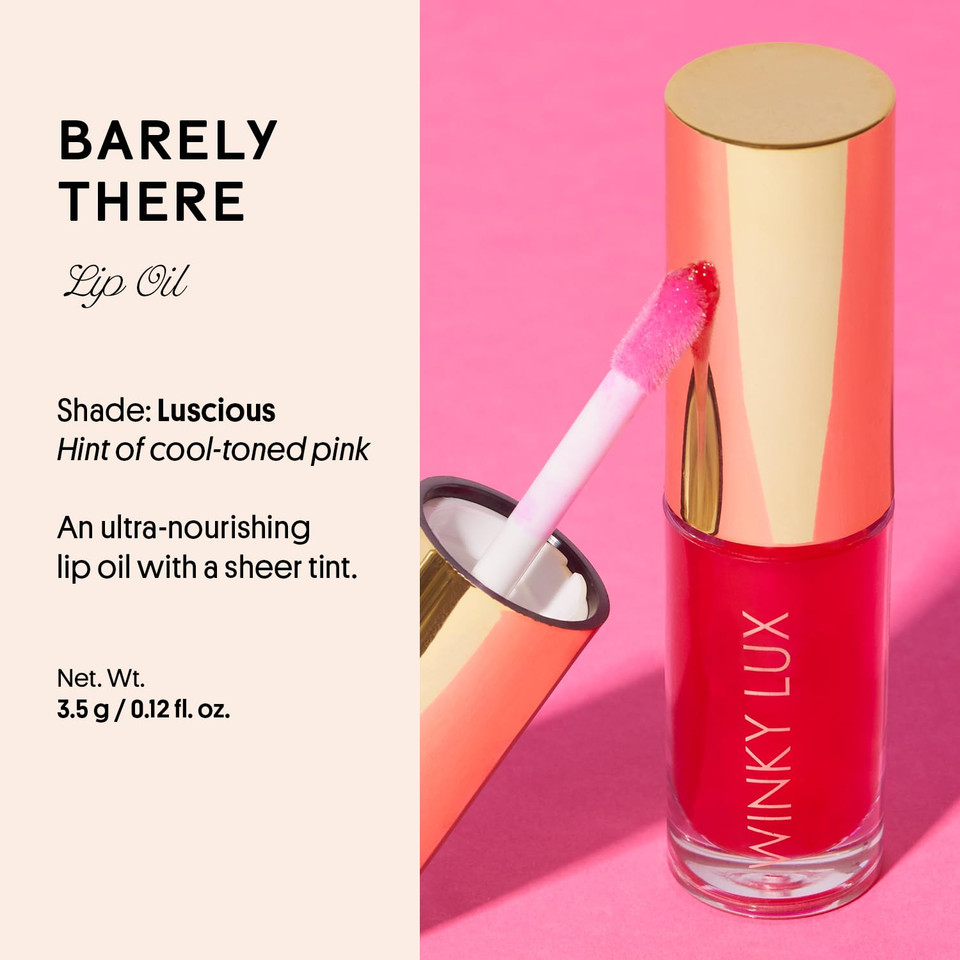 Winky Lux Barely There Sheer Tinted Lip Oil, Hydrating Lip Gloss Tint, Tinted Coral Glossy Lip Balm, Juicy Non Sticky Lip Gloss, Orange Lip Oil & Lip Tint With Jojoba Oil, Flush