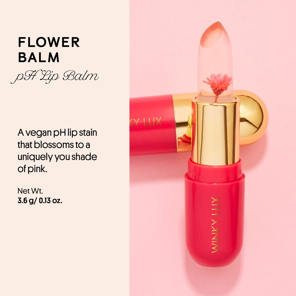 Winky Lux Flower Balm, Ph Lip Balm, Color Changing Lipstick And Tinted Lip Balm Stain, Vegan & Cruelty Free, Hydrate & Plump, Sheer Pink Lipstick, Pink Flower Winky Lux Flower Balm, Ph Lip Balm, Color Changing Lipstick And Tinted Lip Balm Stain, Vegan & Cruelty Free, Hydrate & Plump, Sheer Pink Lipstick, Pink Flower