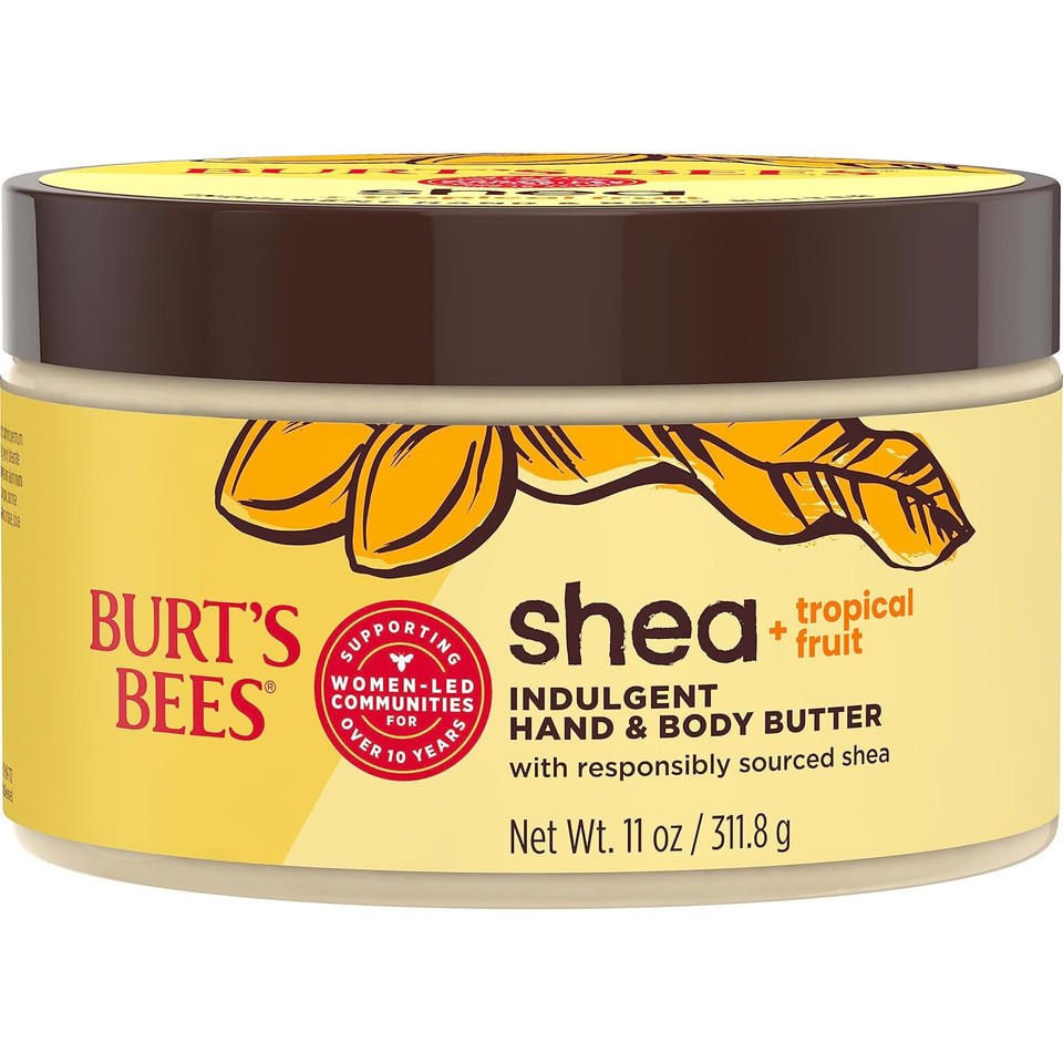 Burt'S Bees Shea + Tropical Fruit Indulgent Hand And Body Butter, Non-Greasy, Antioxidant Rich For Glowing Skin, Non-Irritating, Natural Origin Skin Care, 11 Oz