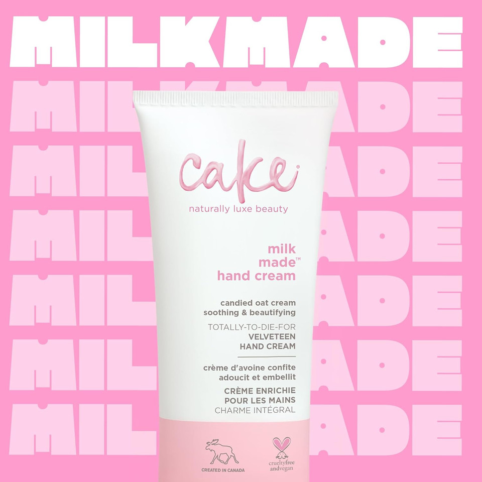 Cake Beauty Velveteen Hand Cream, Milk Made - Soothing, Lightweight Hand Cream - Oat Extract Concentrate, Marshmallow Root Extract & Shea Butter - Travel Sized Hand Cream - 60 Ml