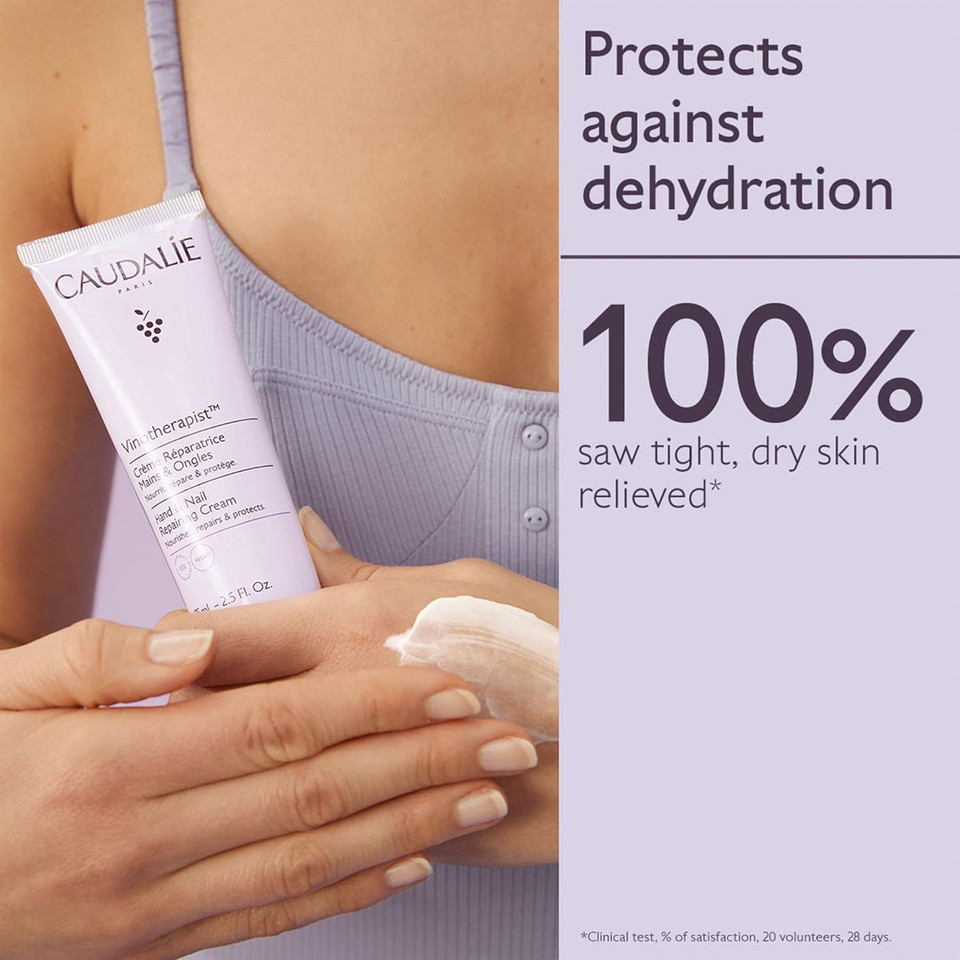 Caudalie Vinotherapist Hand And Nail Cream With Shea Butter And Grapeseed Oil, Vegan And Dermatologically Tested - 75 Ml
