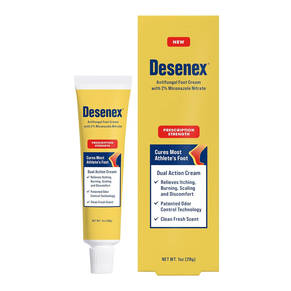 Desenex Anti-Fungal Foot Cream Cures Most AthleteS Foot, Prescription-Strength 2% Miconazole Nitrate, Helps Relieve Itching, Burning & Scaling, All-Day Odor Control For Fresh Feet, Fresh Scent, 1Oz