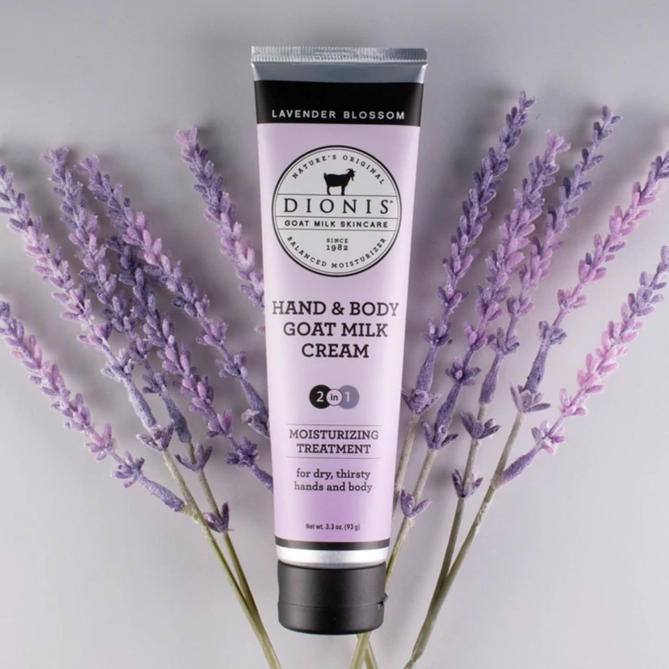 Dionis Goat Milk Skincare 3.3 Oz Lavender Blossom Hand & Body Cream - Travel Size Hand Lotion For Hydrating & Moisturizing Dry Skin - Cruelty Free Cream Made In The Usa - Paraben Free Formula
