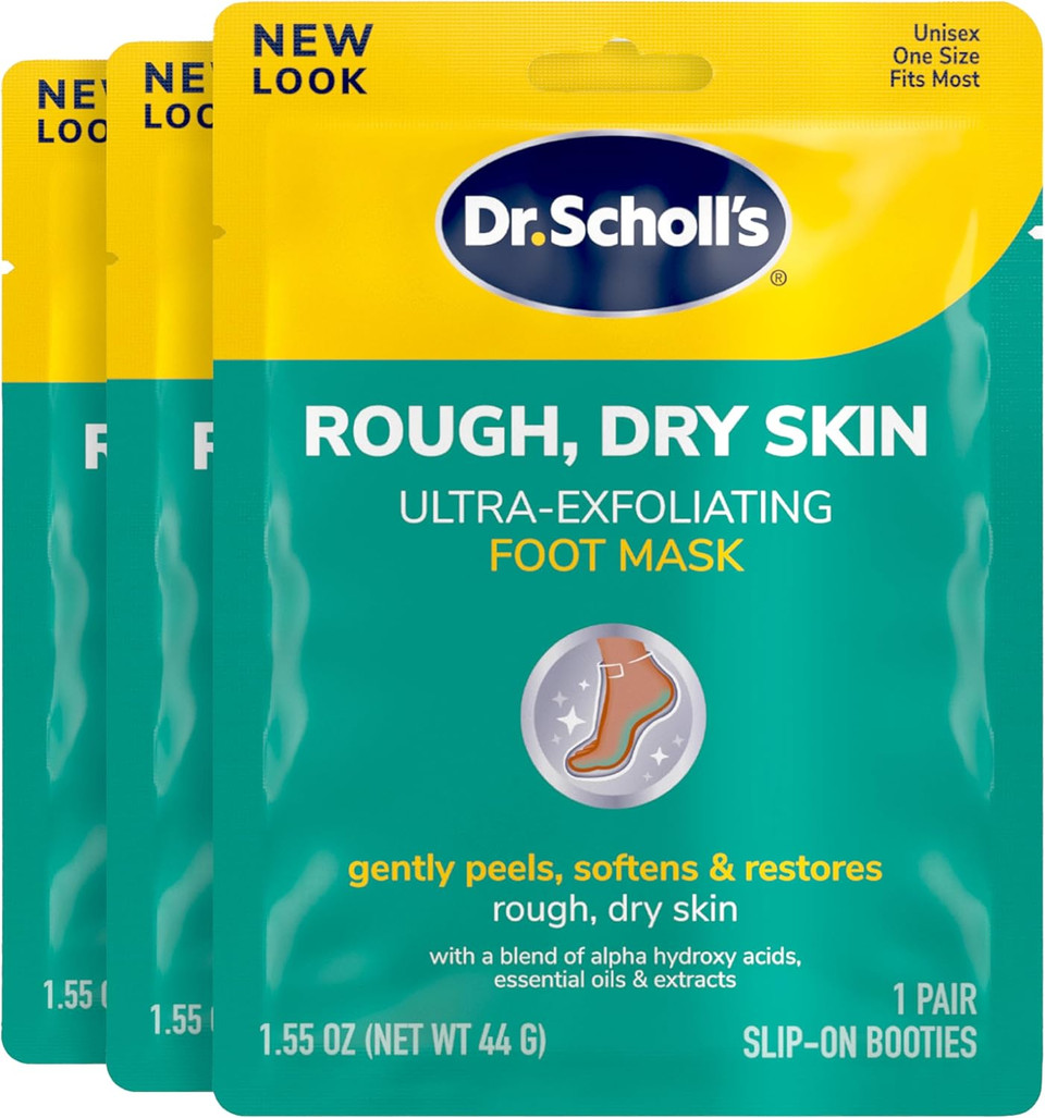 Dr. Scholl'S Rough, Dry Skin Ultra Exfoliating Foot Peeling Mask, 3 Pairs Moisturizing Socks Gently Peels And Softens, With Urea, Dry Skin Callus Remover For Feet