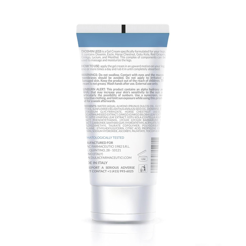 Dulàc - Diosmin Legs 5.07 Fl Oz - Varicose Veins Treatment For Legs, Gel Cream For Circulation And Spider Veins, Cooling Effect Diosmin And Horse Chestnut Cream For Leg Swelling Relief