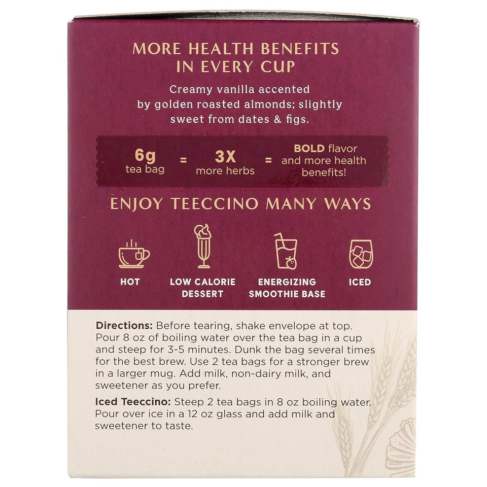 Teeccino Hazelnut & Vanilla Nut Herbal Tea Variety Pack - Roasted Herbal Tea Thatã¢ÂS Caffeine Free & Prebiotic For Natural Energy, 10 Tea Bags (Pack Of 4)