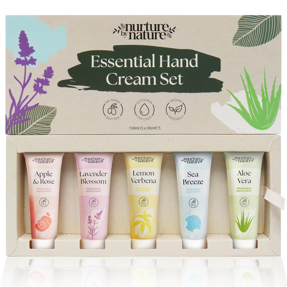 Hand Cream Gift Set From Nurture By Nature, 5Pcs, Mothers Day Gifts, Hand Lotion Travel Size, Enriched With 6% Shea Butter & Glycerin, Hand Cream For Women, Dry Skin, Hand Lotion Gift Set For Women