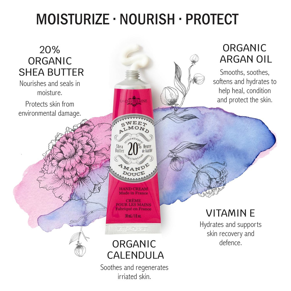 La Chatelaine 20% Shea Butter Hand Cream Travel Size, Men, Unisex, Moisturizing, Nourishing, Extra-Rich Hand Lotion, Made In France, 1 Oz / 30Ml (Moroccan Mint) La Chatelaine 20% Shea Butter Hand Cream Travel Size, Men, Unisex, Moisturizing, Nourishing, Extra-Rich Hand Lotion, Made In France, 1 Oz / 30Ml (Moroccan Mint)