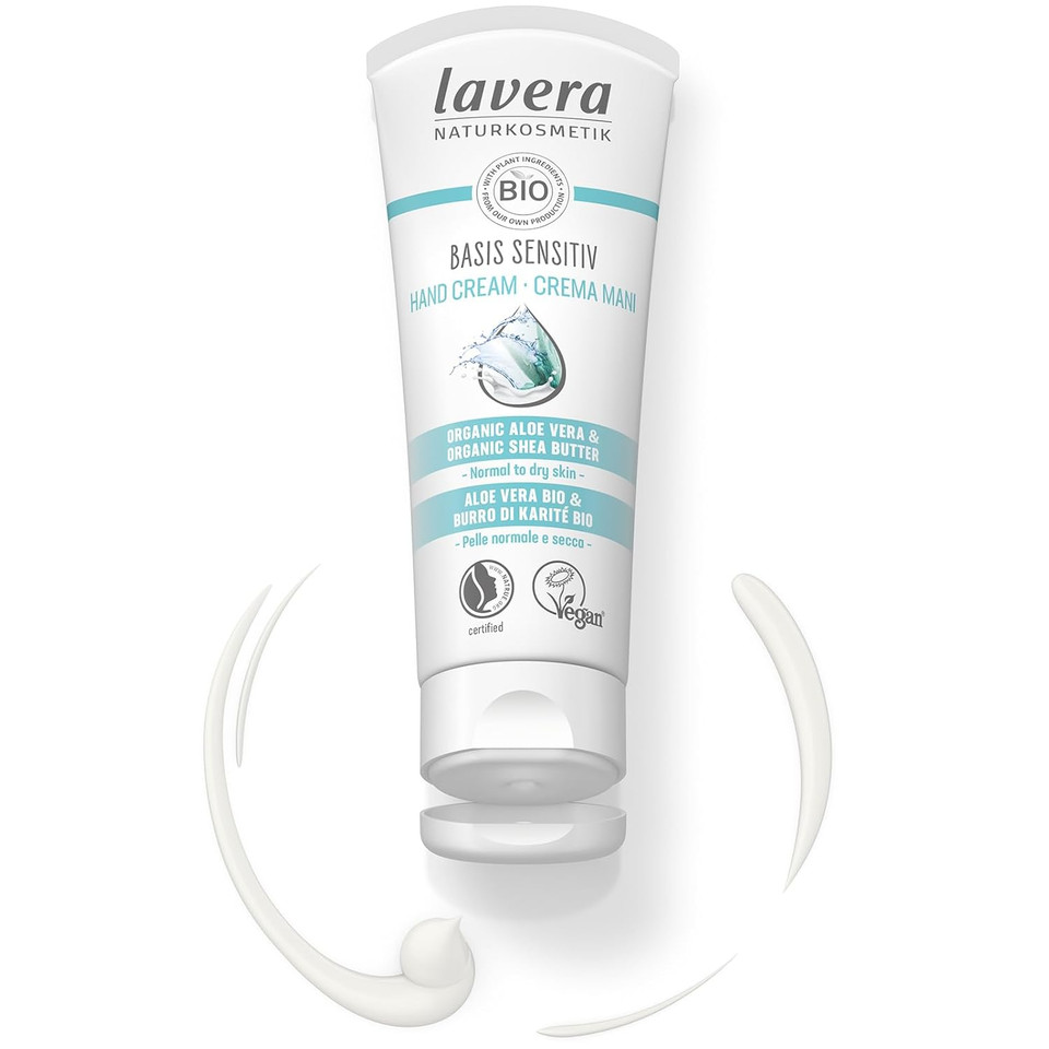 Lavera Basis Sensitive Hand Cream - Hand Lotion With Organic Aloe Vera & Shea Butter For Smooth Hands - Intensive & Moisturizing Care - Peta Certified - Vegan - Made In Germany - 2.5 Fl Oz Lavera Basis Sensitive Hand Cream - Hand Lotion With Organic Aloe Vera & Shea Butter For Smooth Hands - Intensive & Moisturizing Care - Peta Certified - Vegan - Made In Germany - 2.5 Fl Oz