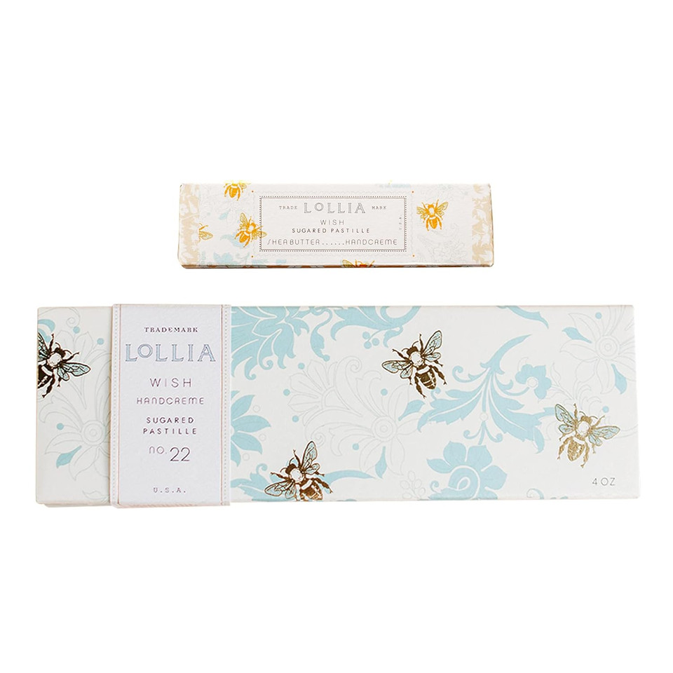 Lollia Wish No. 22 Handcreme Bundle, .33 Oz. & 4 Oz.  Sugared Pastille  Scented Hand Cream For Women, Moisturizing Hand Lotion For Dry Hands, Shea Butter & Cocoa Butter, Quick Absorbing Lotion