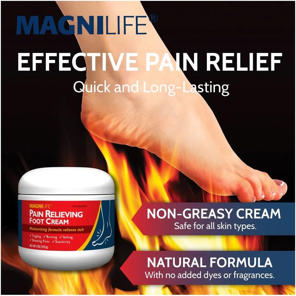 Magnilife Pain Relieving Foot Cream Soothing Relief For Soreness, Pain, Burning, Tingling, Itching Or Sensitivity In Feet & Legs - All-Natural Moisturizing Topical - Petroleum-Free - 8Oz Tube