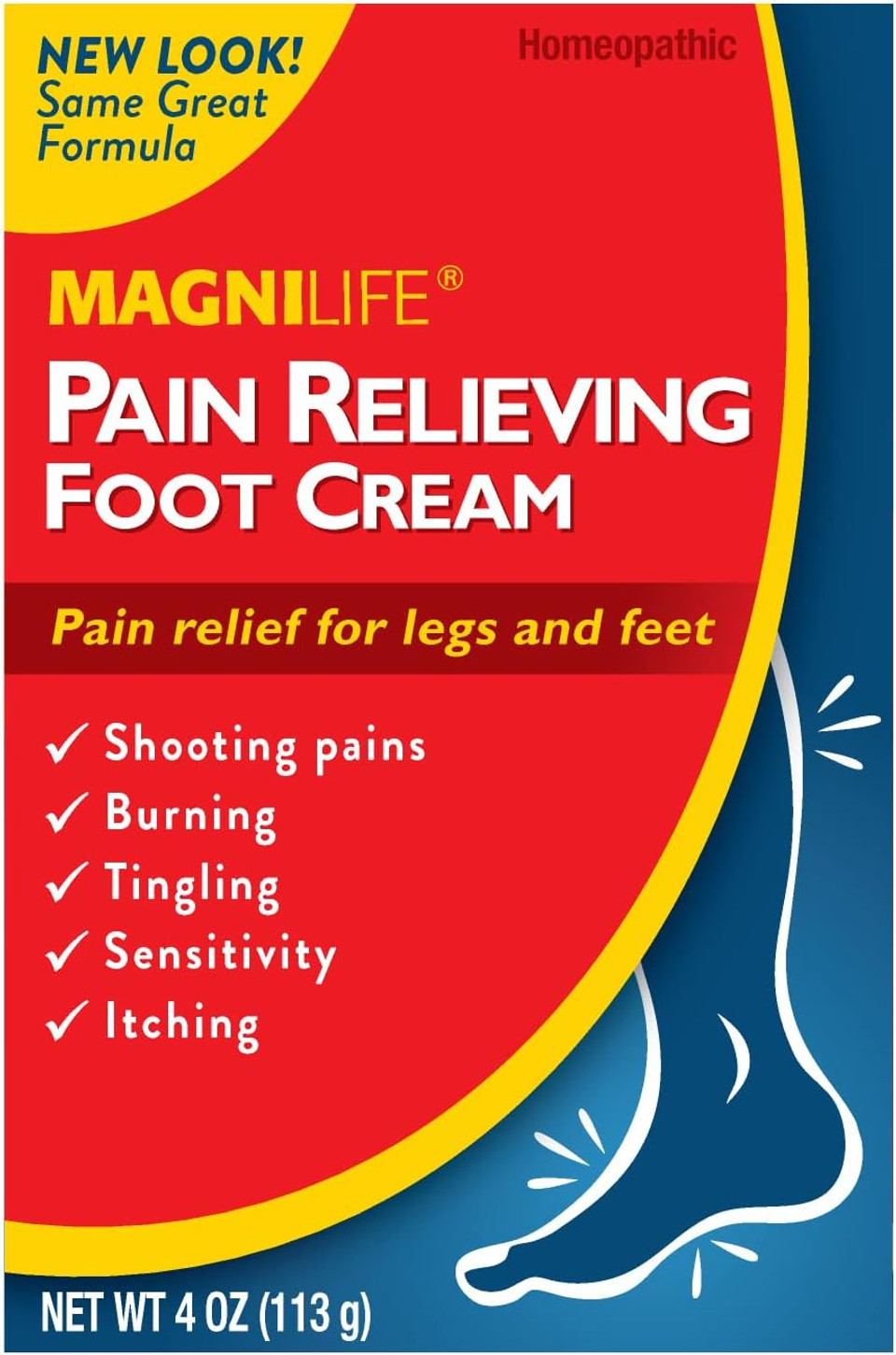 Magnilife Pain Relieving Foot Cream Soothing Relief For Soreness, Pain, Burning, Tingling, Itching Or Sensitivity In Feet & Legs - All-Natural Moisturizing Topical - Petroleum-Free - 8Oz Tube