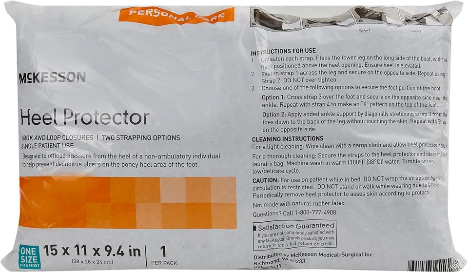 Mckesson Heel Protector Black/Blue One Size Fits Most Hook And Loop Strap Fastening 16-7305, 2 Ct
