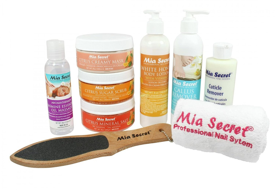 Mia Secret - Spa Gift Kit 9Pcs Manicure / Pedicure ( Citrus 8Oz ) Scrub, Salt, Mask Plus Extras
