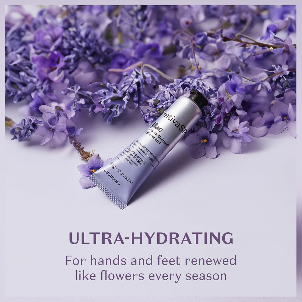 Nativa Spa By O Boticário, Lilac Hand Cream, Hydrating Quinoa Oil & Bioretinol Lotion With The Essence Of Lilac Flowers, 1.7 Ounce