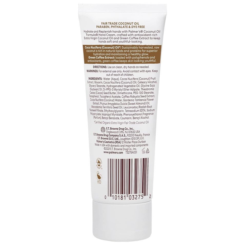 Palmer'S Coconut Oil Formula Moisturizing Hand Cream,, 3.4 Ounce