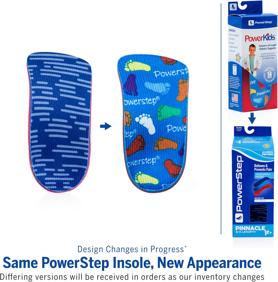 Powerstep Boys Powerkids Insole, Blue, Youth Size 1.5-2.5 Us