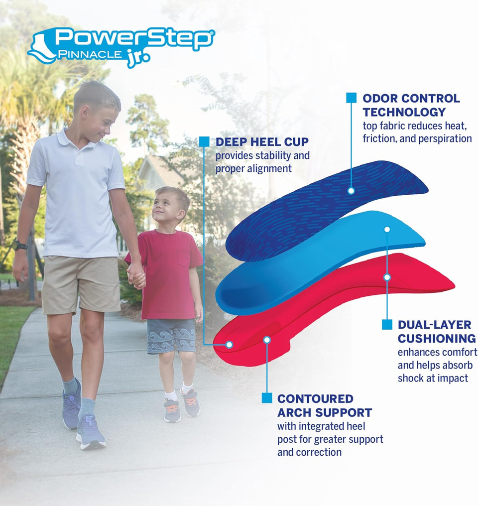 Powerstep Boys Powerkids Insole, Blue, Youth Size 1.5-2.5 Us