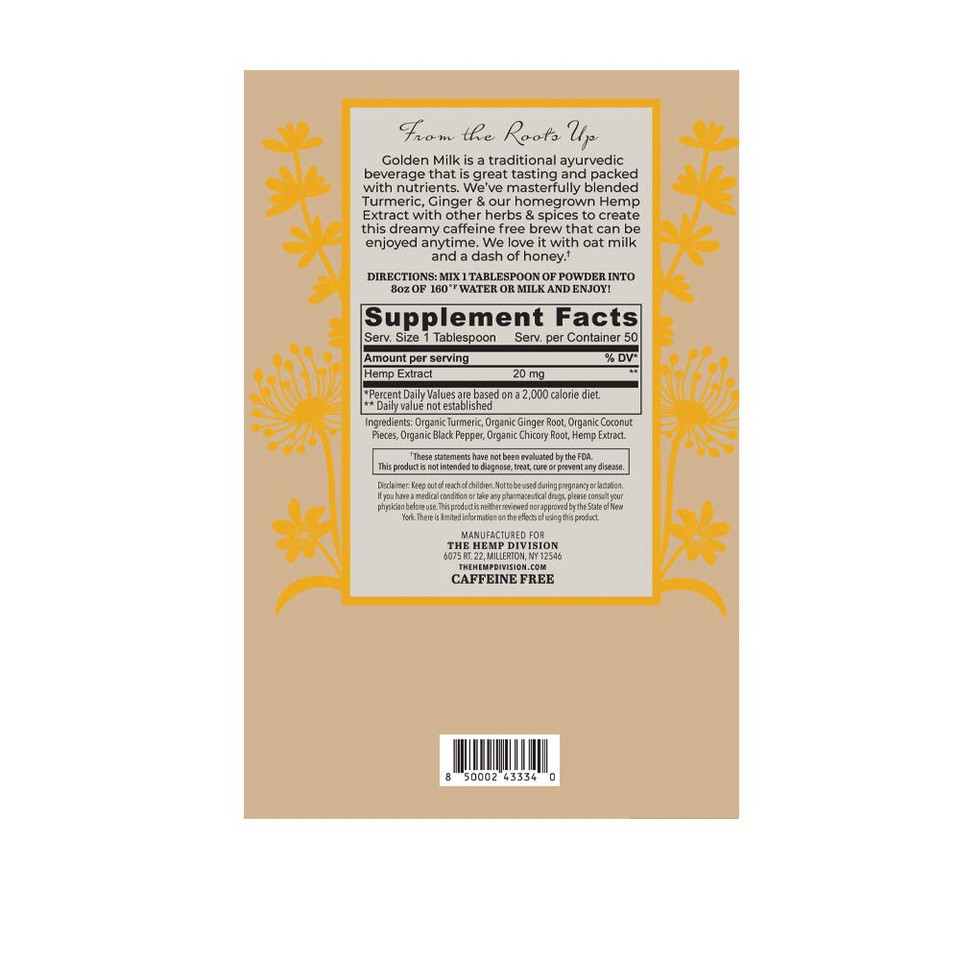 The Hemp Division Golden Milk Herbal Elixir 1000 Mg Hemp, 10 Oz Bag