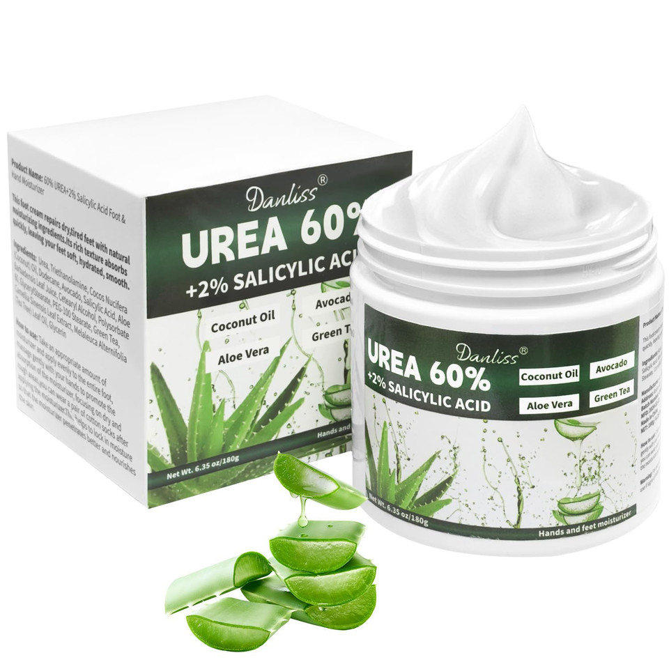 Urea Cream 60% With 2% Salicylic Acid  Unscented 60 Percent Urea Maximum Strength For Dry, Cracked Heels, Hands, Knees, And Elbows. Dead Skin Remover & Callus Repair Treatment 6.35 Oz