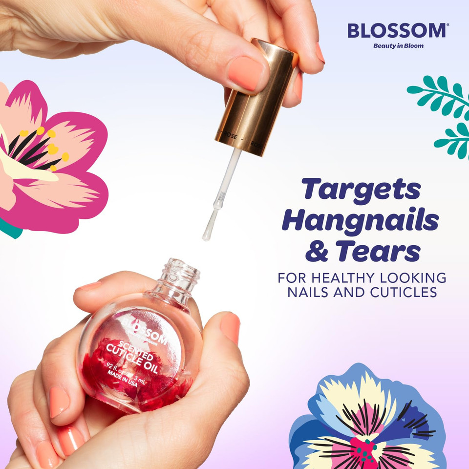 Blossom Cuticle Oil For Nails, Hydrating, Moisturizing, Scented Nail Oil Cuticle Care, Infused With Real Flowers, Made In Usa, 0.92 Fl. Oz, Grape