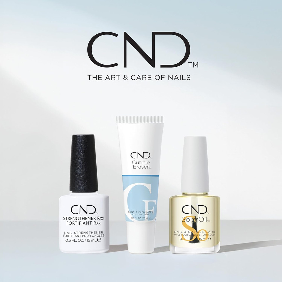 Cnd Care.Condition.Coat Kit  Nail Strengthener, Cuticle Cream & Oil - Strengthener Rxx, Cuticle Eraser & Solaroil - 3-Piece Nail Treatment