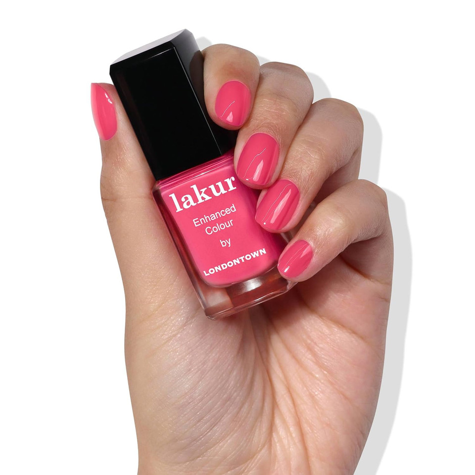Londontown Rose Pink Glossy Nail Polish, Rose-Tinted Glasses Lakur, Vegan Chip-Resistant Long-Lasting Nail Lacquer, 40 Fl Oz