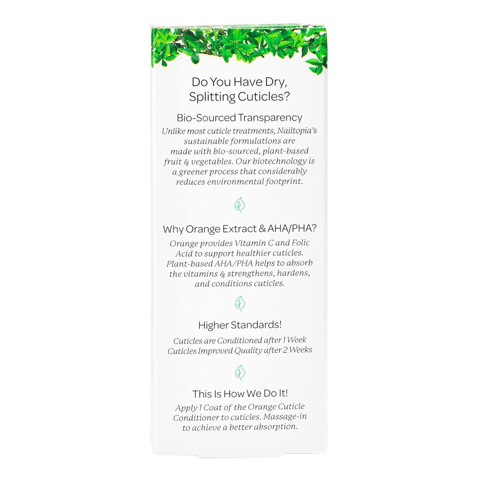 Nailtopia Orange Cuticle Conditioner - Strengthening, Moisturizing Treatment For Dry, Cracked Skin And Nails - Rejuvenating Vitamin C Hydration - All Natural, Vegan, Skin Healthy Formula - 0.41 Oz