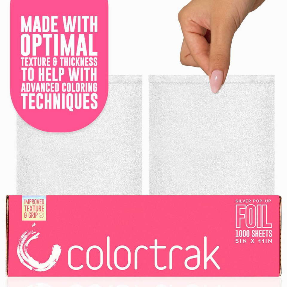 Colortrak Yellow/Pink Gradient Pop-Up Foil W/Dispenser (400 Count), Pre-Cut Sheets, Non-Slip Embossed Texture, 5" X 10.75" Sheets For Hair Foil Coloring And Highlighting Sheet Applications