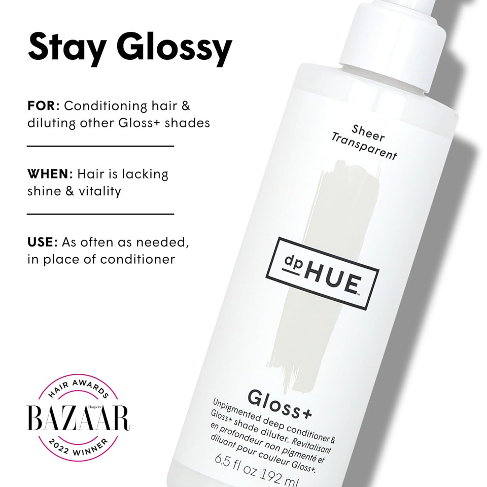 Dphue Gloss+, Sheer - 6.5 Oz (8-12 Applications) - Unpigmented Deep Conditioner & Shade Diluter - Paraben, Sls & Sles Sulfate Free - Vegan, Leaping Bunny Certified