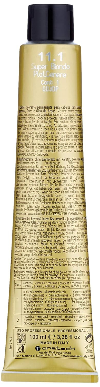 Fanola Oro Puro Therapy Color Keratin Hair Dye 100Ml 11.1 Super Blonde Platinum Ash