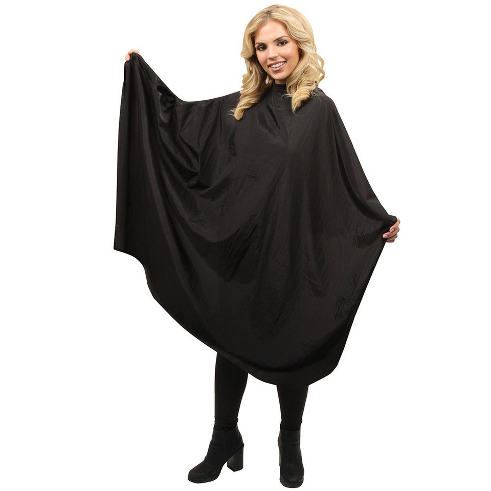 Forpro Professional Collection Mega Crinkled Nylon Styling Cape, Black, Professional Hair Salon Cape, 54 W X 60