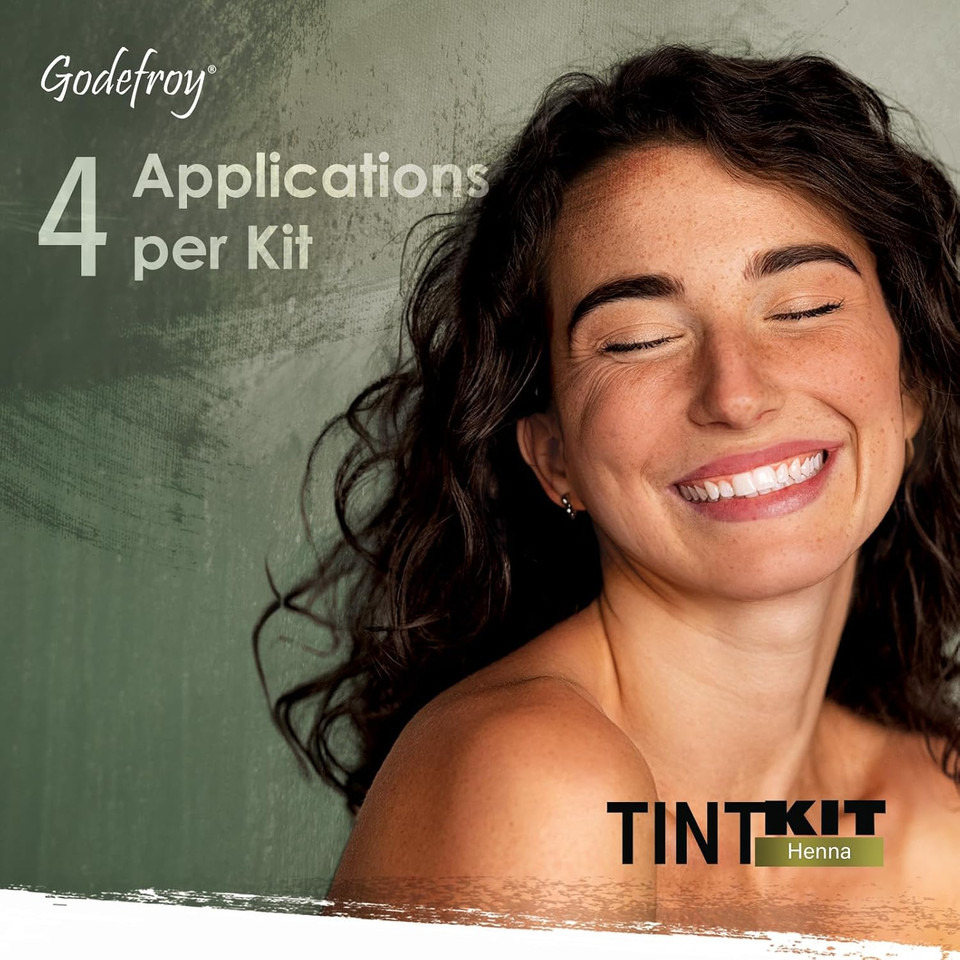 Godefroy Powered By Henna - Tint Kit 4 Applications | Dark Brown | Spot Hair Color Powered By Natural Henna