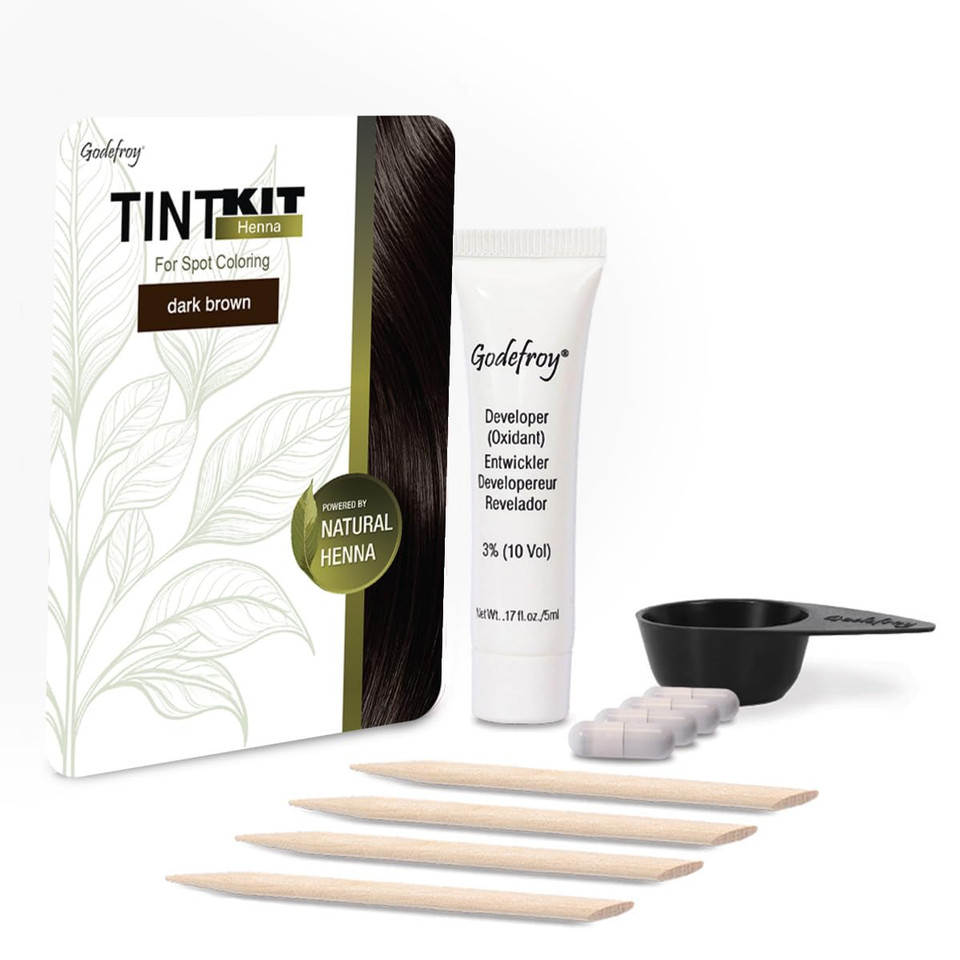 Godefroy Powered By Henna - Tint Kit 4 Applications | Natural Black | Spot Hair Color Powered By Natural Henna