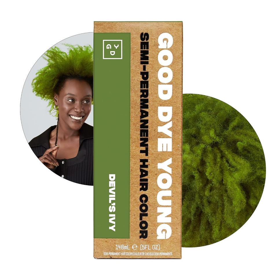 Good Dye Young Semi-Permanent Hair Color, Vegan And Cruelty-Free Green Hair Dye, Last Up To 24 Washes, Non-Damaging Conditioning Hair Color (5Fl Oz, Devil'S Ivy)